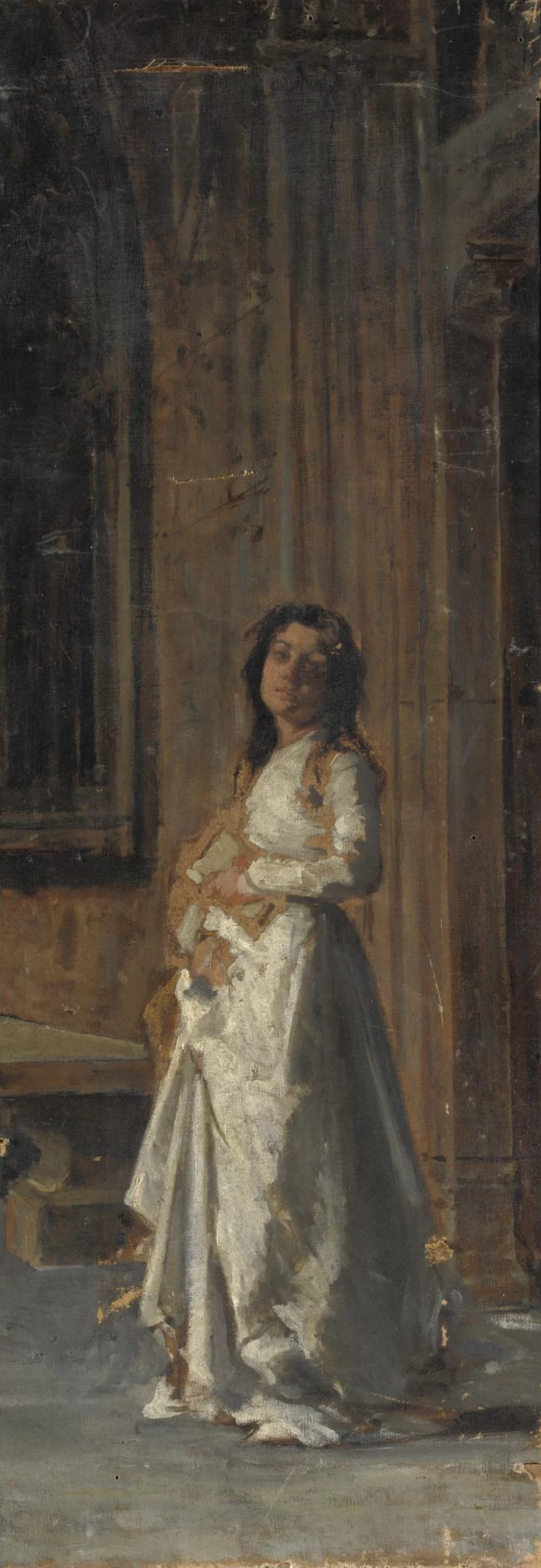 (Attribuito a), Figura femminile in una chiesa